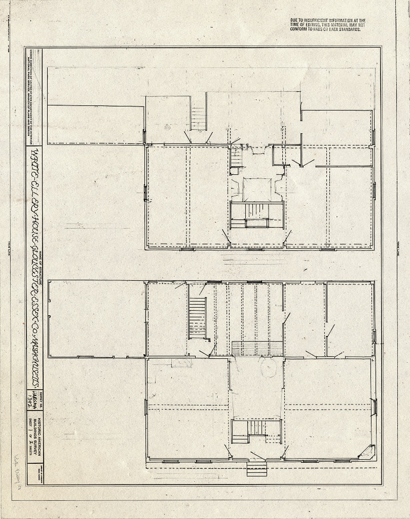 Blueprint Floor Plans - White-Ellery House, 244 Washington Street, Gloucester, Essex County, MA