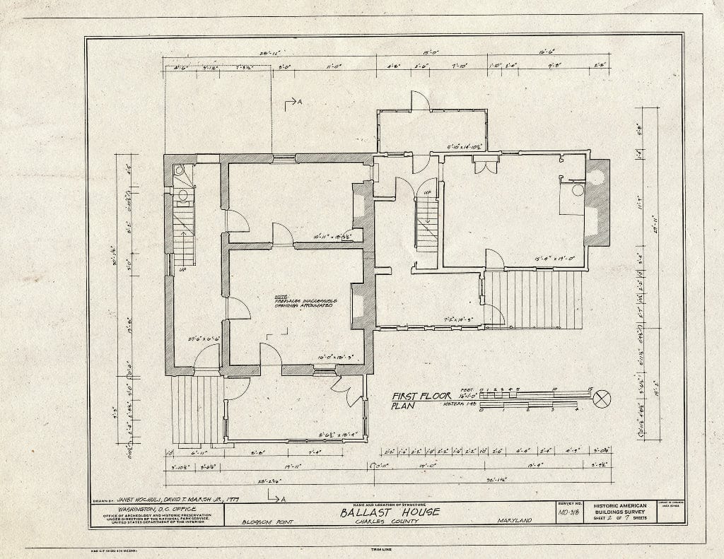 Blueprint First Floor Plan - Blossom Point Farm, La Plata, Charles County, MD