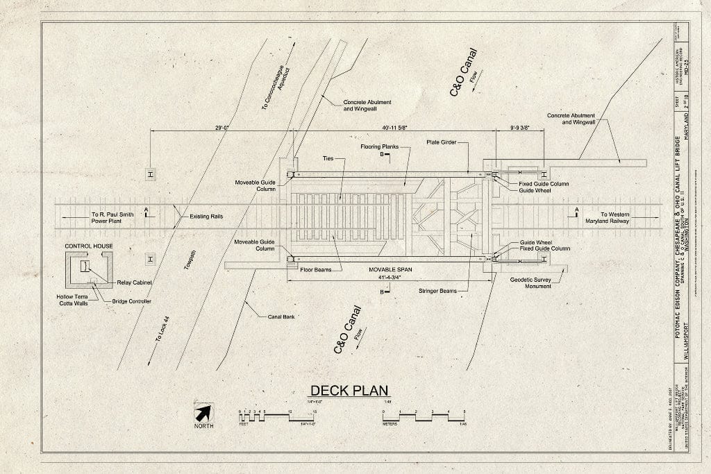 Blueprint Deck Plan - Potomac Edison Company, Chesapeake & Ohio Canal Bridge, Spanning C & O Canal South of U.S. 11, Williamsport, Washington County, MD