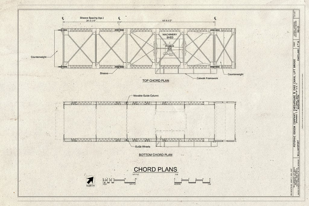 Blueprint Chord Plans - Potomac Edison Company, Chesapeake & Ohio Canal Bridge, Spanning C & O Canal South of U.S. 11, Williamsport, Washington County, MD