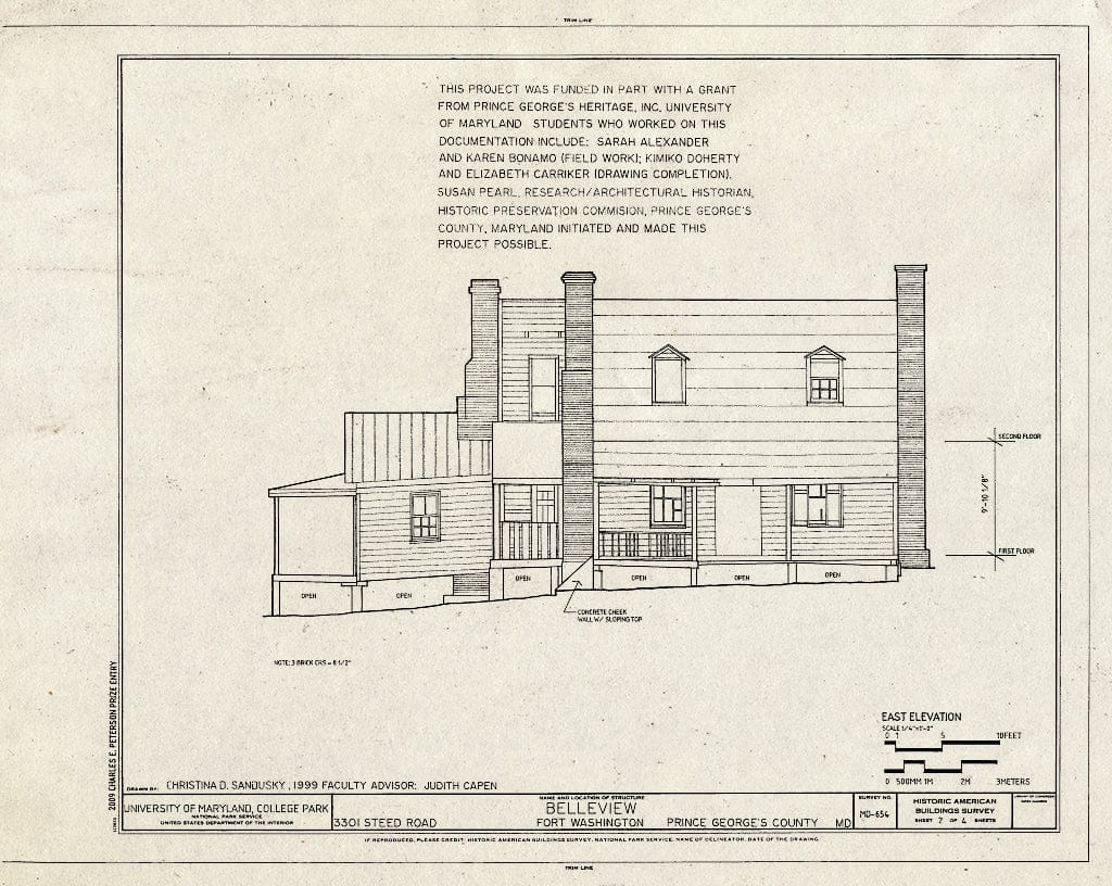 Blueprint East Elevation - Belleview, 3201 Steed Road, Fort Washington, Prince George's County, MD