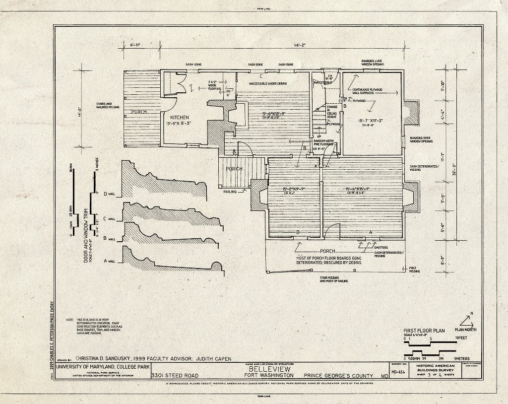 Blueprint First Floor Plan - Belleview, 3201 Steed Road, Fort Washington, Prince George's County, MD