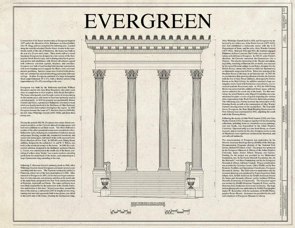 Blueprint Cover Sheet - Evergreen, 4545 North Charles Street, Baltimore, Independent City, MD