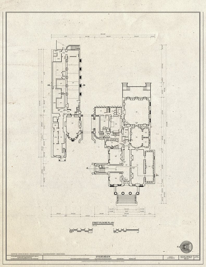 Blueprint First Floor Plan - Evergreen, 4545 North Charles Street, Baltimore, Independent City, MD