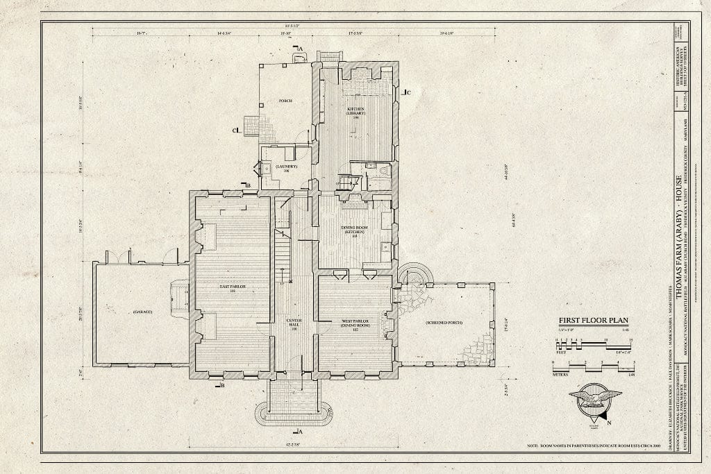 Blueprint First Floor Plan - Thomas Farm, House, 4632 Araby Church Road, Frederick, Frederick County, MD