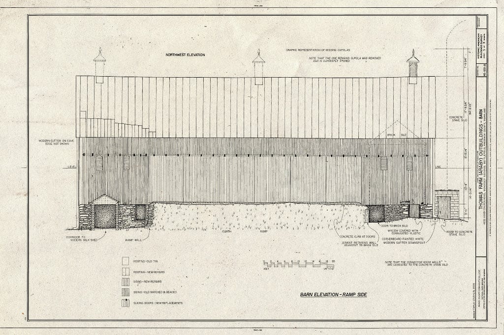 Blueprint Barn Elevation - Ramp Side - Thomas Farm, Barn, 4632 Araby Church Road, Frederick, Frederick County, MD