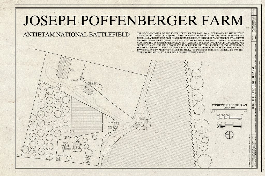 Blueprint Conjectural Site Plan Circa 1862 - Joseph Poffenberger Farm, 17834 Mansfield Avenue, Sharpsburg, Washington County, MD