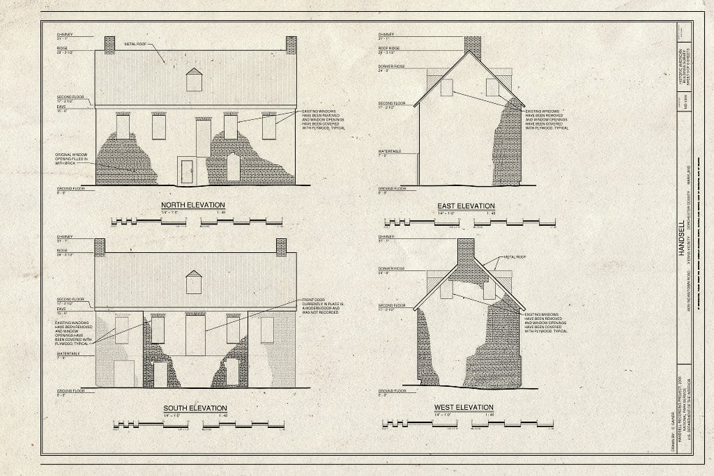 Blueprint Elevations - Handsell, 4837 Indiantown Road, Vienna, Dorchester County, MD