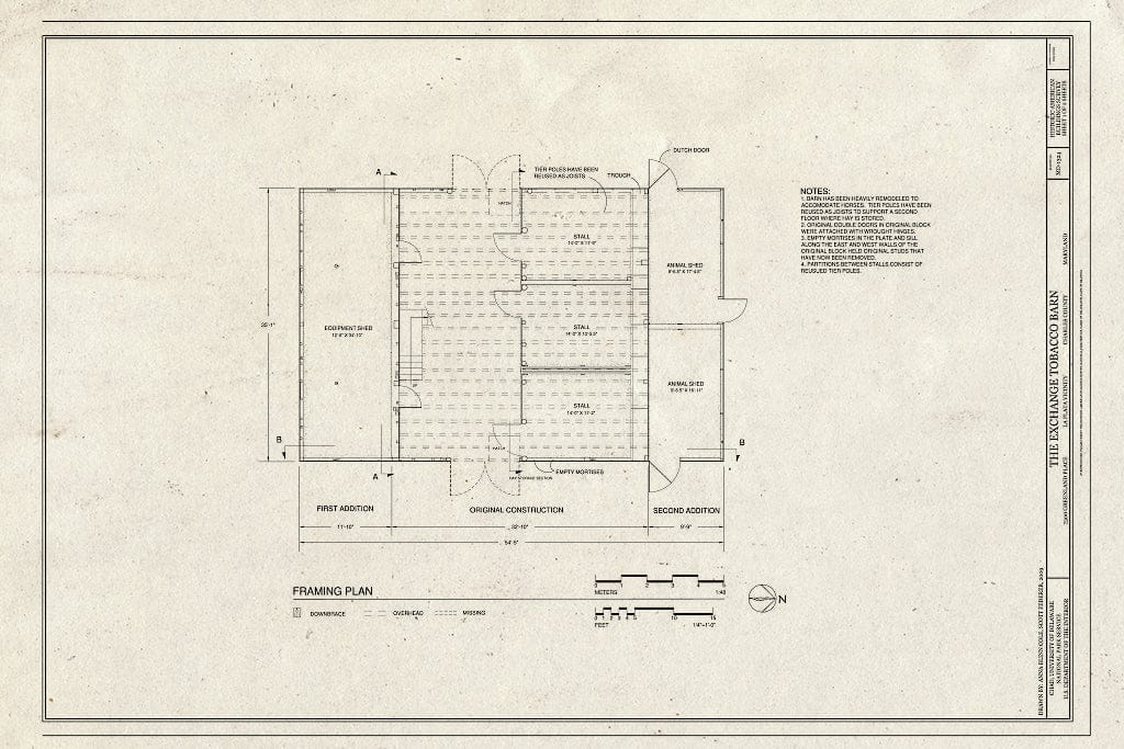 Blueprint Framing Plan - The Exchange Tobacco Barn, 7300 Greenland Place, La Plata, Charles County, MD