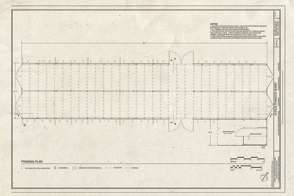 Blueprint Framing Plan - Juhle Tobacco Barn, 4705 Friendship Landing Road, Nanjemoy, Charles County, MD