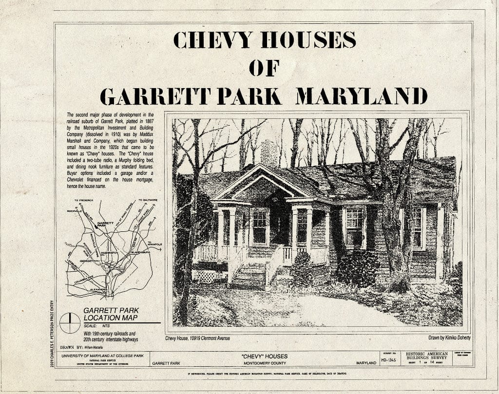 Blueprint Cover Sheet - Chevy Houses, 10910 Montrose Avenue, 10935 Montrose Avenue, 10918 Clermont Avenue, Garrett Park, Montgomery County, MD