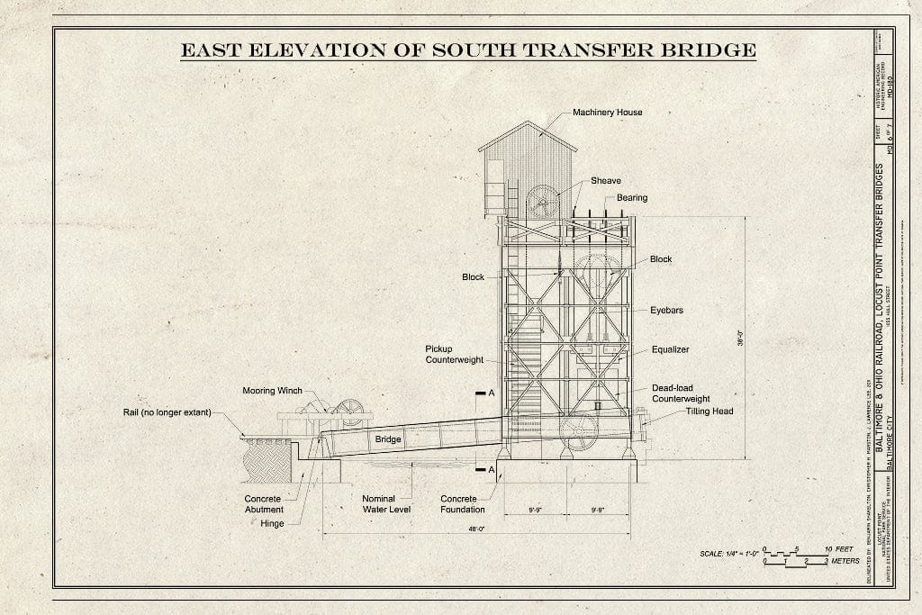 Blueprint East Elevation of South Transfer Bridge - Baltimore & Ohio Railroad, Locust Point Transfer Bridges, 1055 Hull Street, Baltimore, Independent City, MD