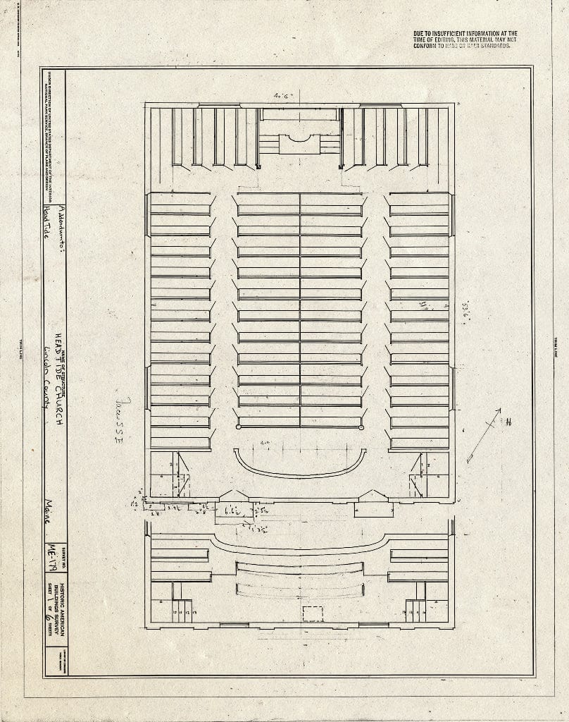 Blueprint Floor Plan - Head Tide Church, 1838 Head Tide Church Road, Head Tide, Lincoln County, ME