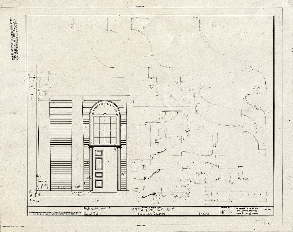 Blueprint Details - Head Tide Church, 1838 Head Tide Church Road, Head Tide, Lincoln County, ME