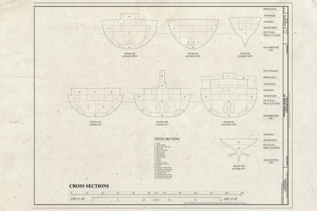 Blueprint Cross Sections - U.S. Coast Guard Icebreaker Mackinaw, Icebreaker Mackinaw Maritime Museum131 South Huron Avenue, Mackinaw City, Cheboygan County, MI