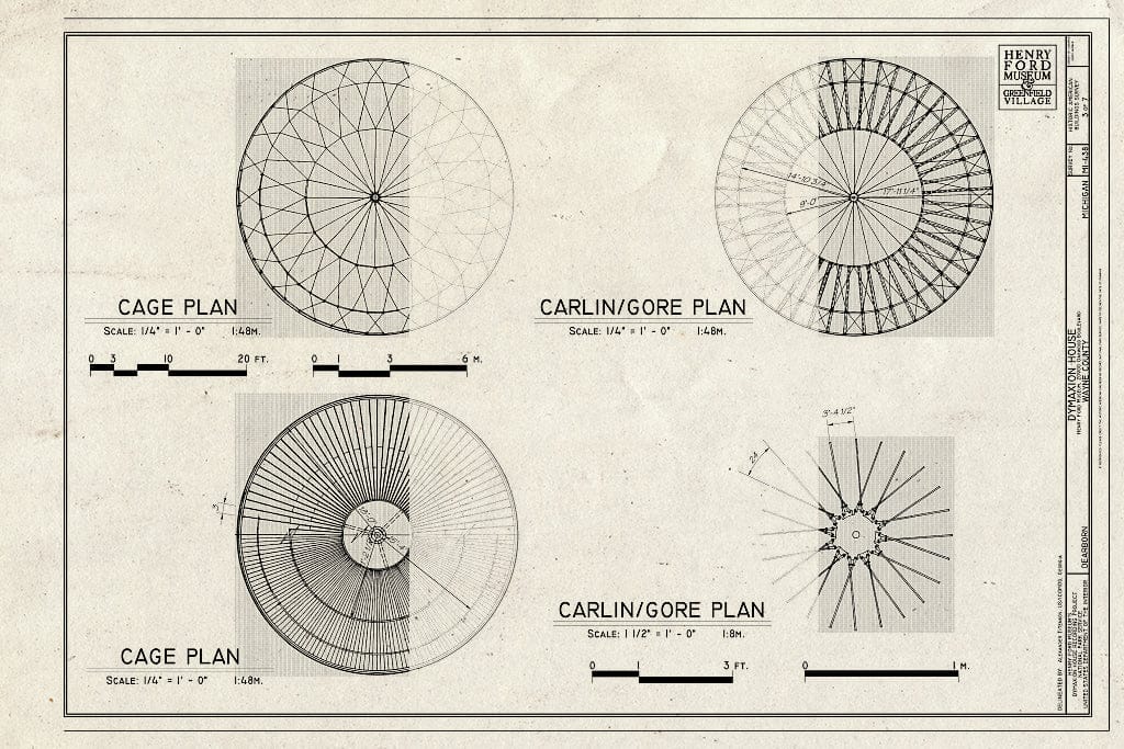 Blueprint Cage Plan & Carling/Gore Plan - Dymaxion House, 2900 Oakwood Boulevard, Dearborn, MI