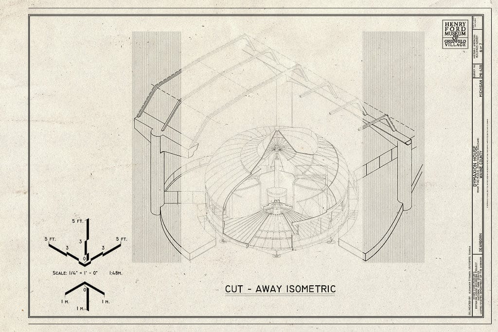 Blueprint Cut-Away Isometric - Dymaxion House, 2900 Oakwood Boulevard, Dearborn, MI