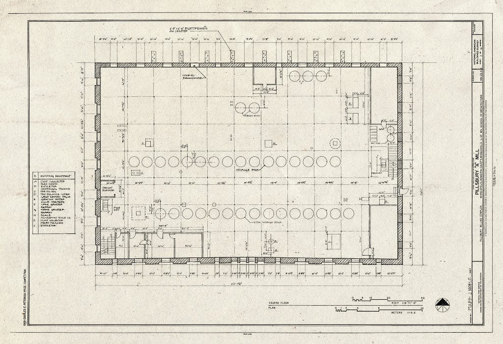 Blueprint Fourth Floor Plan - Pillsbury Milling Complex, Pillsbury A Mill, 116 Third Avenue/301 Main Street, Southeast, Minneapolis, Hennepin County, MN