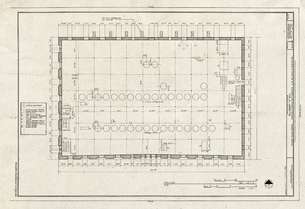 Blueprint Fifth Floor Plan - Pillsbury Milling Complex, Pillsbury A Mill, 116 Third Avenue/301 Main Street, Southeast, Minneapolis, Hennepin County, MN