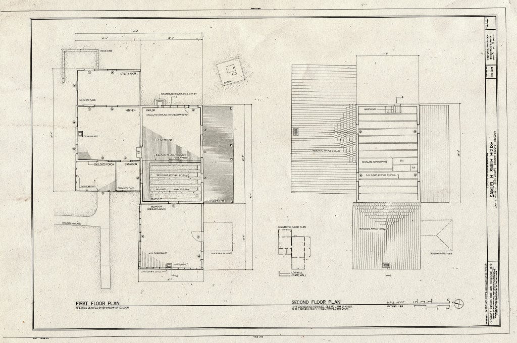 Blueprint First and Second Floor Plans - Samuel H. Smith House, Salt River Vicinity, Goss, Monroe County, MO