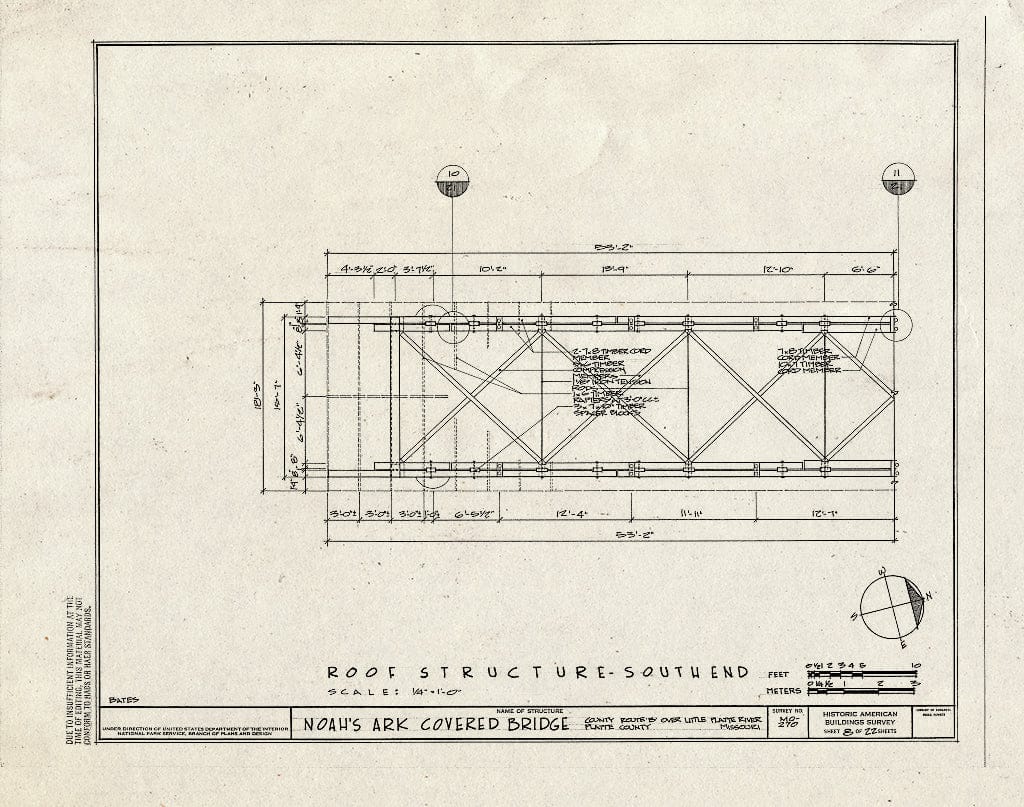 Blueprint 8. Roof Structure-South End - Noah's Ark Covered Bridge, County Route B Over Little Platte River, Hoover, Platte County, MO