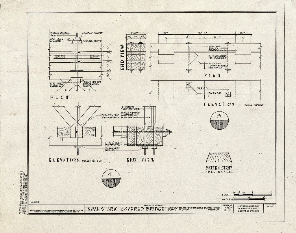 Blueprint 17. Details - Noah's Ark Covered Bridge, County Route B Over Little Platte River, Hoover, Platte County, MO