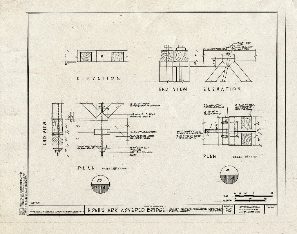 Blueprint 20. Details - Noah's Ark Covered Bridge, County Route B Over Little Platte River, Hoover, Platte County, MO