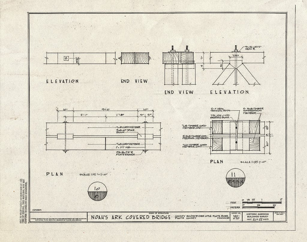 Blueprint 21. Details - Noah's Ark Covered Bridge, County Route B Over Little Platte River, Hoover, Platte County, MO