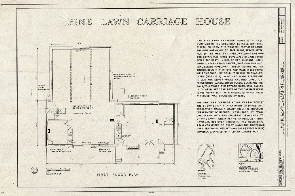 Blueprint First Floor Plan - Pine Lawn Carriage House, 6292-94 Stillwell Drive, Pine Lawn, St. Louis County, MO