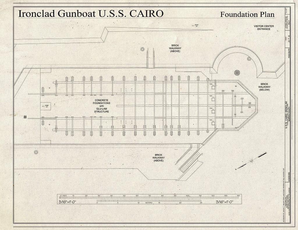 Blueprint Foundation Plan - U.S.S. Cairo Ironclad, Vicksburg, Warren County, MS