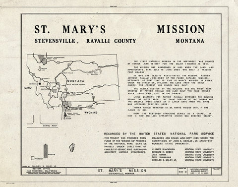 Historic Pictoric : Blueprint HABS Mont,41-STEV,1- (Sheet 1 of 15) - St. Mary's Mission (Roman Catholic), Stevensville, Ravalli County, MT
