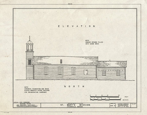 Historic Pictoric : Blueprint HABS Mont,41-STEV,1- (Sheet 5 of 15) - St. Mary's Mission (Roman Catholic), Stevensville, Ravalli County, MT