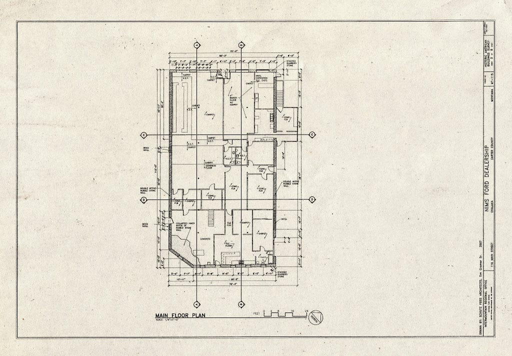 Historic Pictoric : Blueprint Main Floor Plan - Nims Ford Dealership, 116 North Main Street, Ekalaka, Carter County, MT