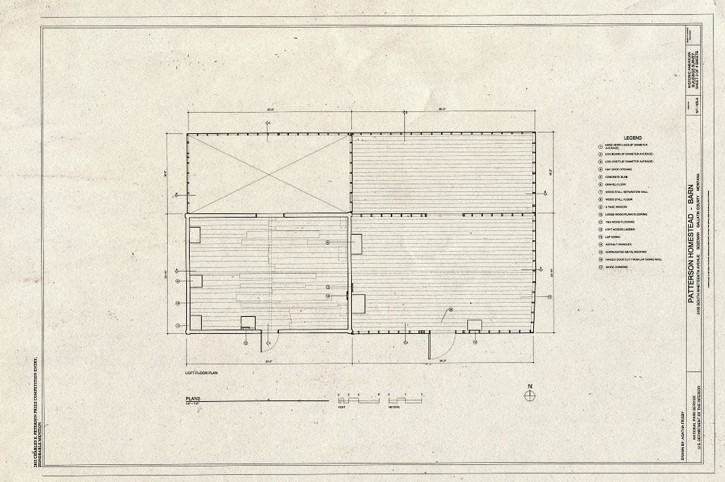 Historic Pictoric : Blueprint Loft Floor Plan - Patterson Homestead, Barn, 5100 South Nineteenth Avenue, Bozeman, Gallatin County, MT