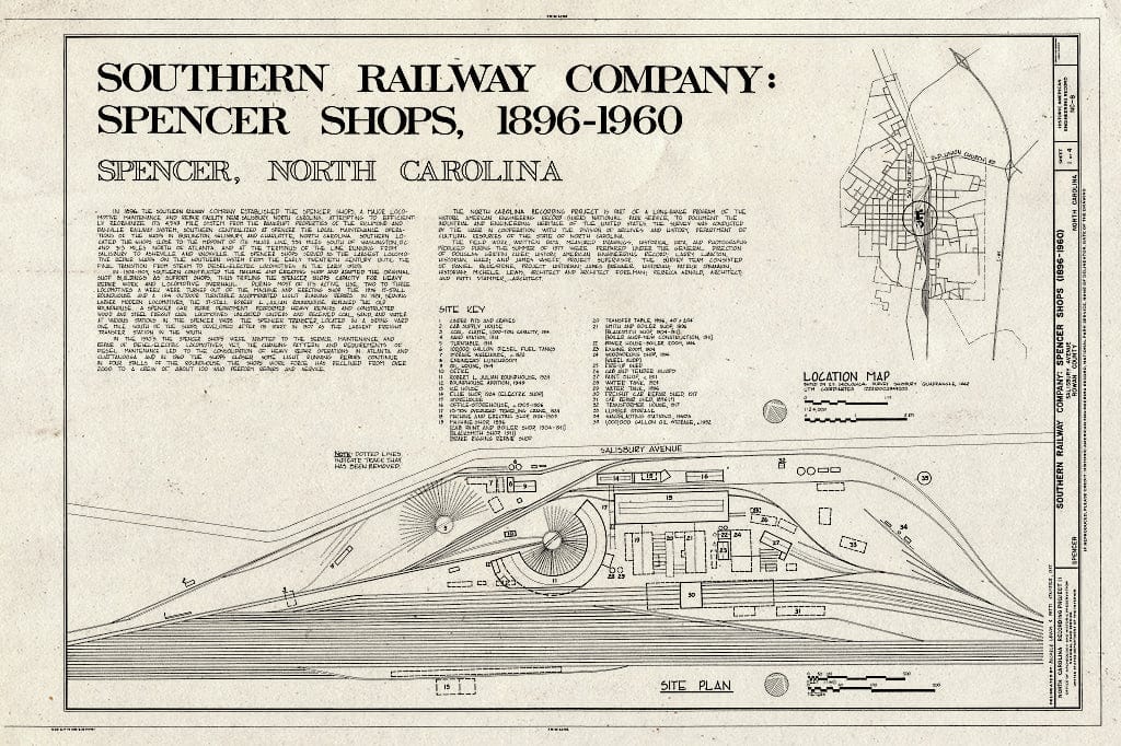 Historic Pictoric : Blueprint Title Sheet - Southern Railway Company, Spencer Shops, Salisbury Avenue Between Third and Eight Streets, Spencer, Rowan County, NC