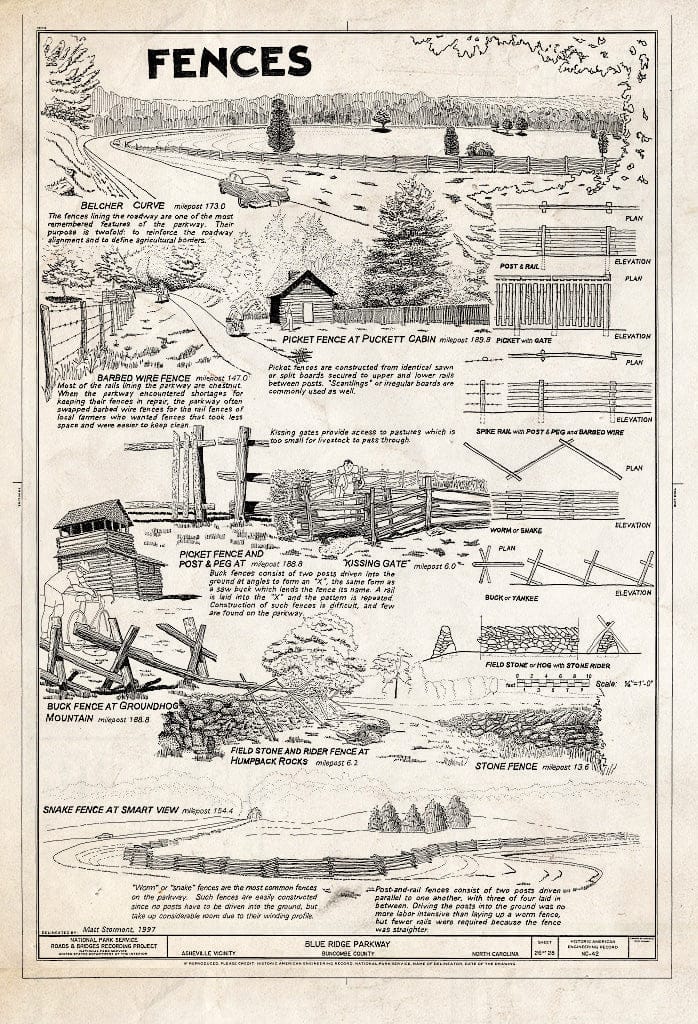 Historic Pictoric : Blueprint HAER NC,11-ASHV.V,2- (Sheet 26 of 28) - Blue Ridge Parkway, Between Shenandoah National Park & Great Smoky Mountains, Asheville, Buncombe County, NC