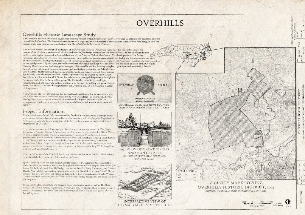 Historic Pictoric : Blueprint Significance Statement - Overhills, Fort Bragg Military Reservation, Approximately 15 Miles NW of Fayetteville, Overhills, Harnett County, NC