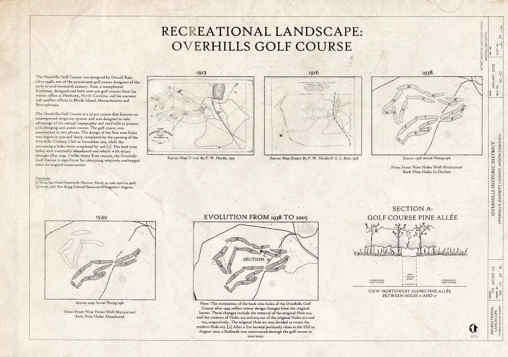 Historic Pictoric : Blueprint Recreational Landscape: Overhills Golf Course - Overhills, Fort Bragg Military Reservation, Approximately 15 miles NW of Fayetteville, Overhills, Harnett County, NC