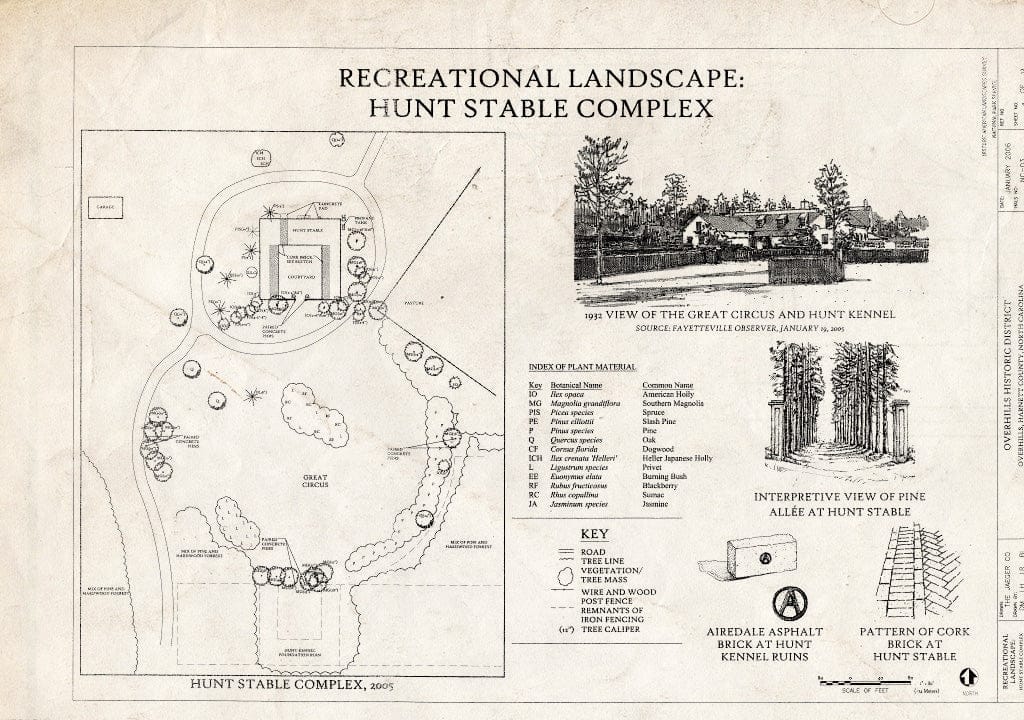 Historic Pictoric : Blueprint Recreational Landscape: Hunt Stable Complex - Overhills, Fort Bragg Military Reservation, Approximately 15 Miles NW of Fayetteville, Overhills, Harnett County, NC