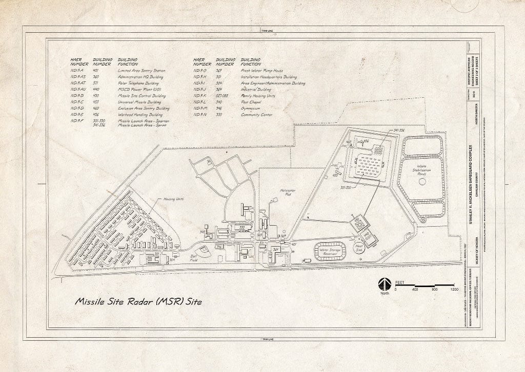 Historic Pictoric : Blueprint Missile Site Radar (MSR) Site - Stanley R. Mickelsen Safeguard Complex, Nekoma, Cavalier County, ND