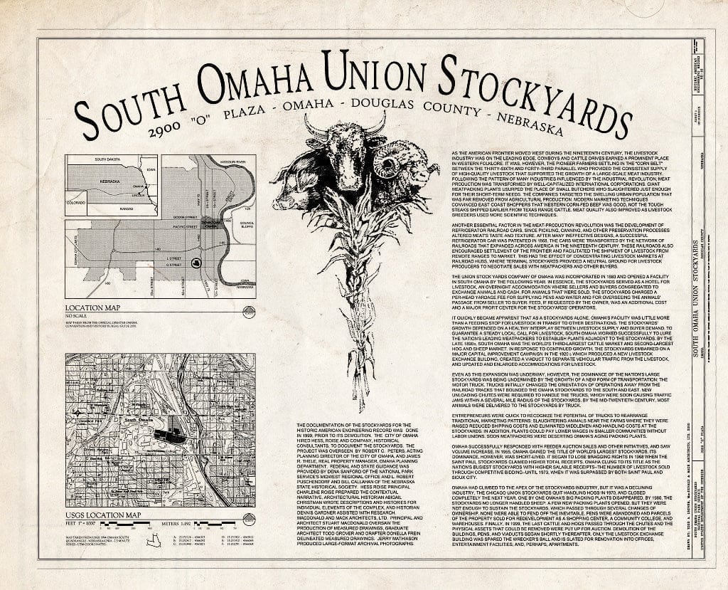 Historic Pictoric : Blueprint HAER NE-10 (Sheet 1 of 10) - South Omaha Union Stock Yards, 2900" O Plaza, Omaha, Douglas County, NE