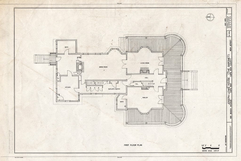 Historic Pictoric : Blueprint HABS NJ,5-CAPMA,8- (Sheet 2 of 4) - Joseph Lewis House, 819 Beach Street, Cape May, Cape May County, NJ