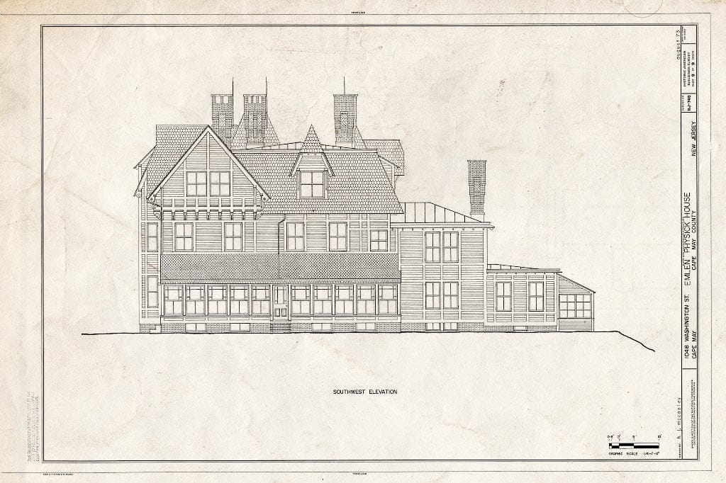 Historic Pictoric : Blueprint HABS NJ,5-CAPMA,68- (Sheet 9 of 9) - Emlen Physick House, 1048 Washington Street, Cape May, Cape May County, NJ