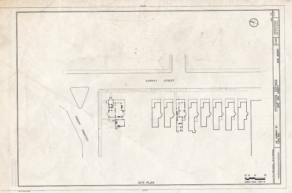 Historic Pictoric : Blueprint Site Plan - Stockton Cottage, 26 Gurney Street, Cape May, Cape May County, NJ