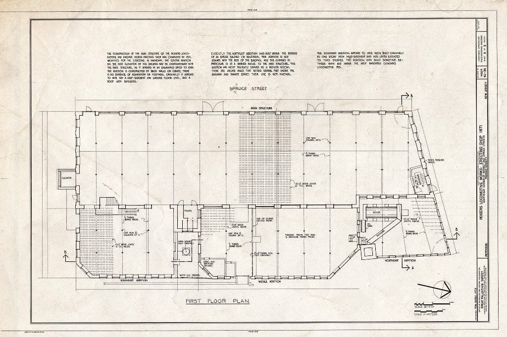 Historic Pictoric : Blueprint HAER NJ,16-PAT,20-A- (Sheet 3 of 3) - Rogers Locomotive & Machine Works, Erecting Shop, Spruce & Market Streets, Paterson, Passaic County, NJ