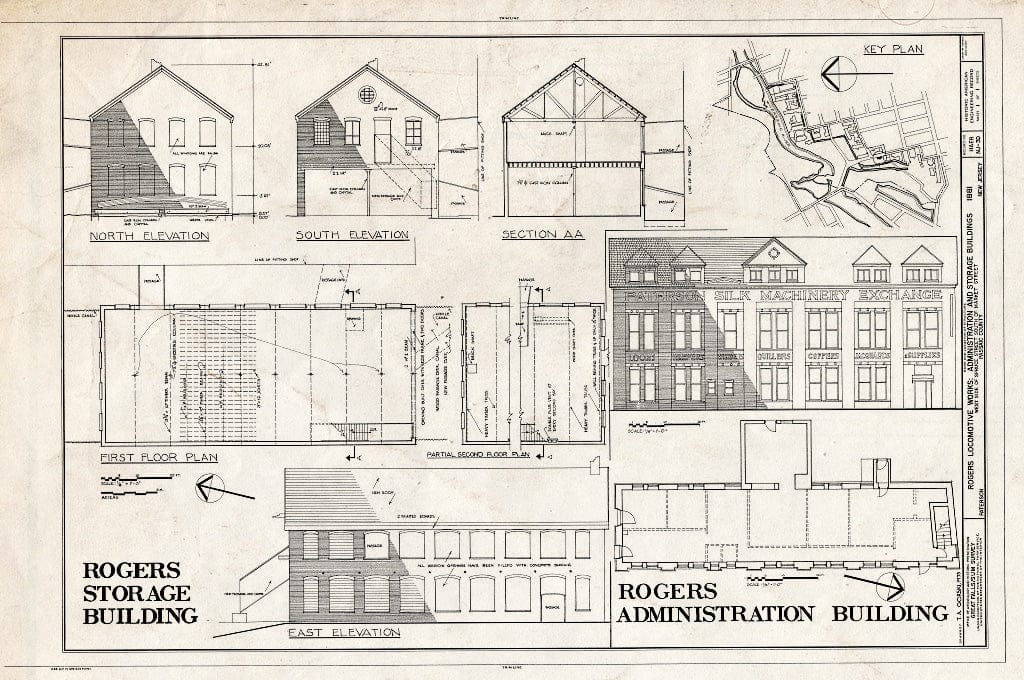 Historic Pictoric : Blueprint HAER NJ,16-PAT,20-D- (Sheet 1 of 1) - Rogers Locomotive & Machine Works, Administration Building, Spruce & Market Streets, Paterson, Passaic County, NJ