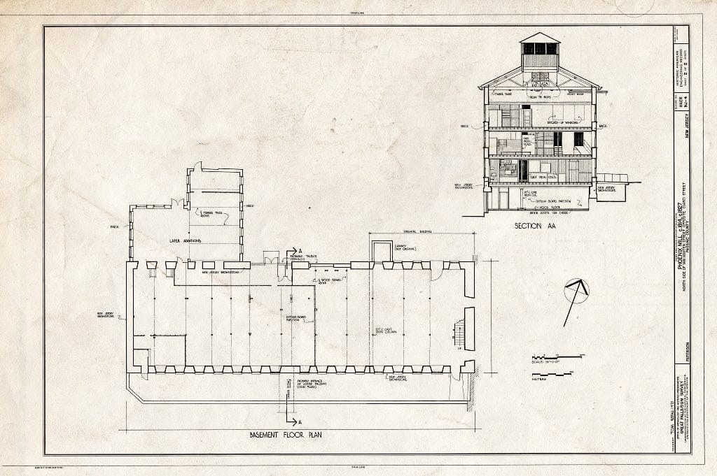 Historic Pictoric : Blueprint HAER NJ,16-PAT,19- (Sheet 2 of 2) - Phoenix Mill, Van Houten & Cianci Streets, Paterson, Passaic County, NJ