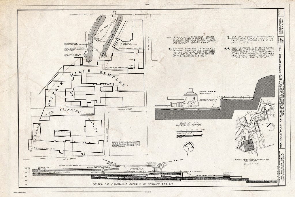 Historic Pictoric : Blueprint HAER NJ,16-PAT,15- (Sheet 3 of 5) - Great Falls S. U. M. Historic District, Oliver Street, Paterson, Passaic County, NJ