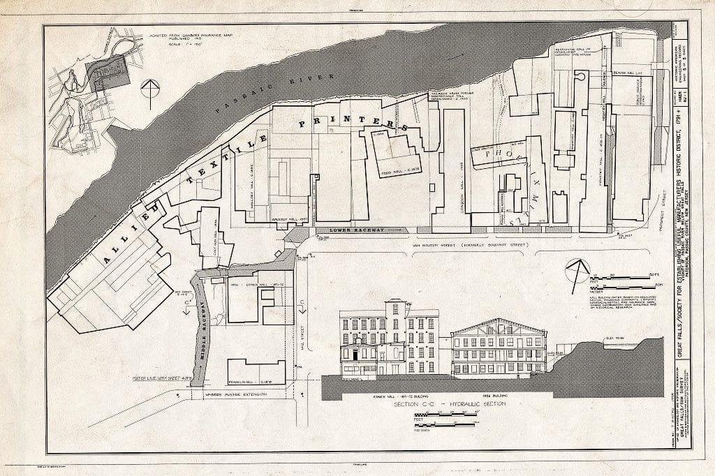 Historic Pictoric : Blueprint HAER NJ,16-PAT,15- (Sheet 5 of 5) - Great Falls S. U. M. Historic District, Oliver Street, Paterson, Passaic County, NJ