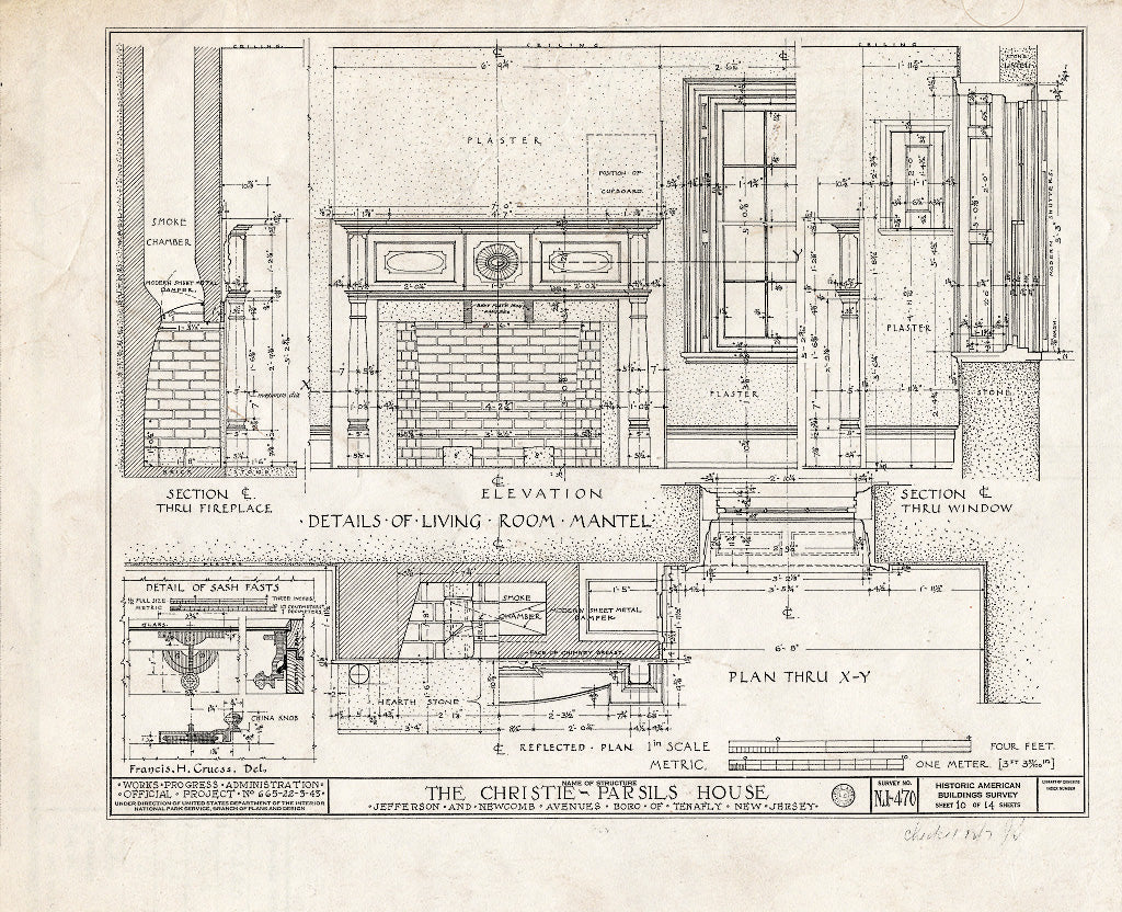 Historic Pictoric : Blueprint HABS NJ,2-TENF,2- (Sheet 10 of 14) - Christie-Parsils House, 195 Jefferson Avenue, Tenafly, Bergen County, NJ